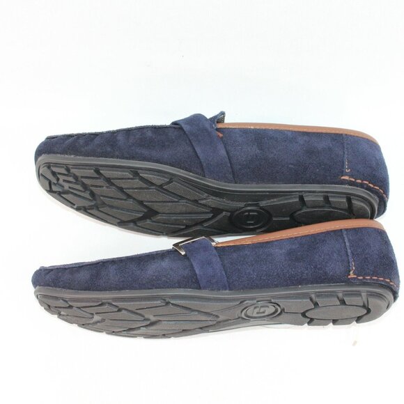 Gerpa Mens Sz 11.5M Navy Blue Leather Suede Buckle Slide On Driving Loafers Shoe - Picture 9 of 12